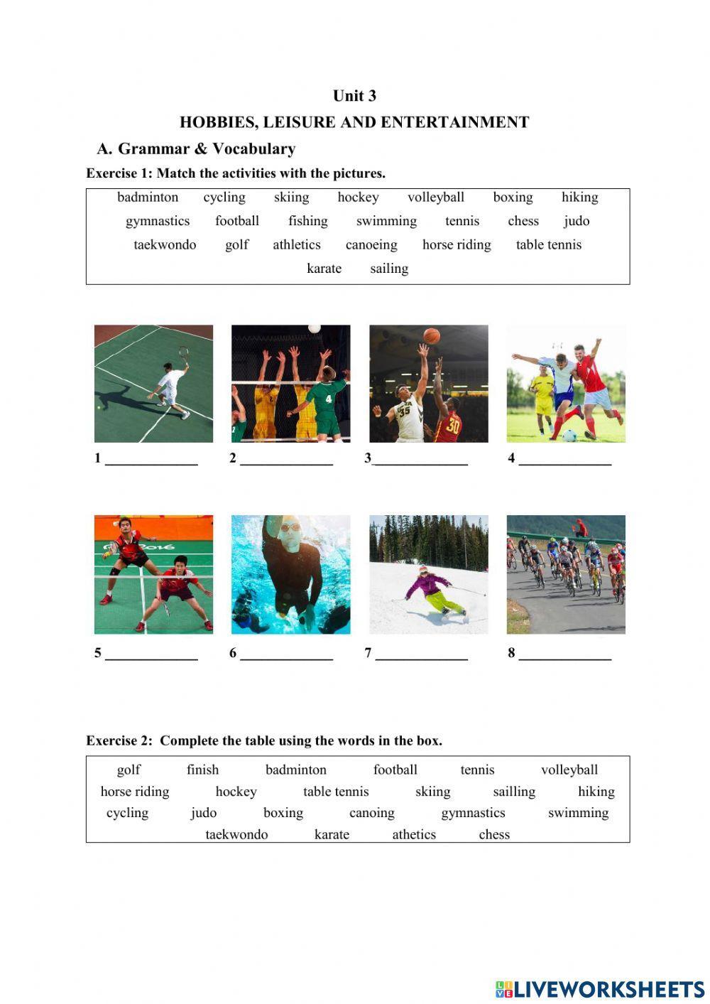 Unit 3 Hobbies,Leisure and Entertainment-Page 1-5