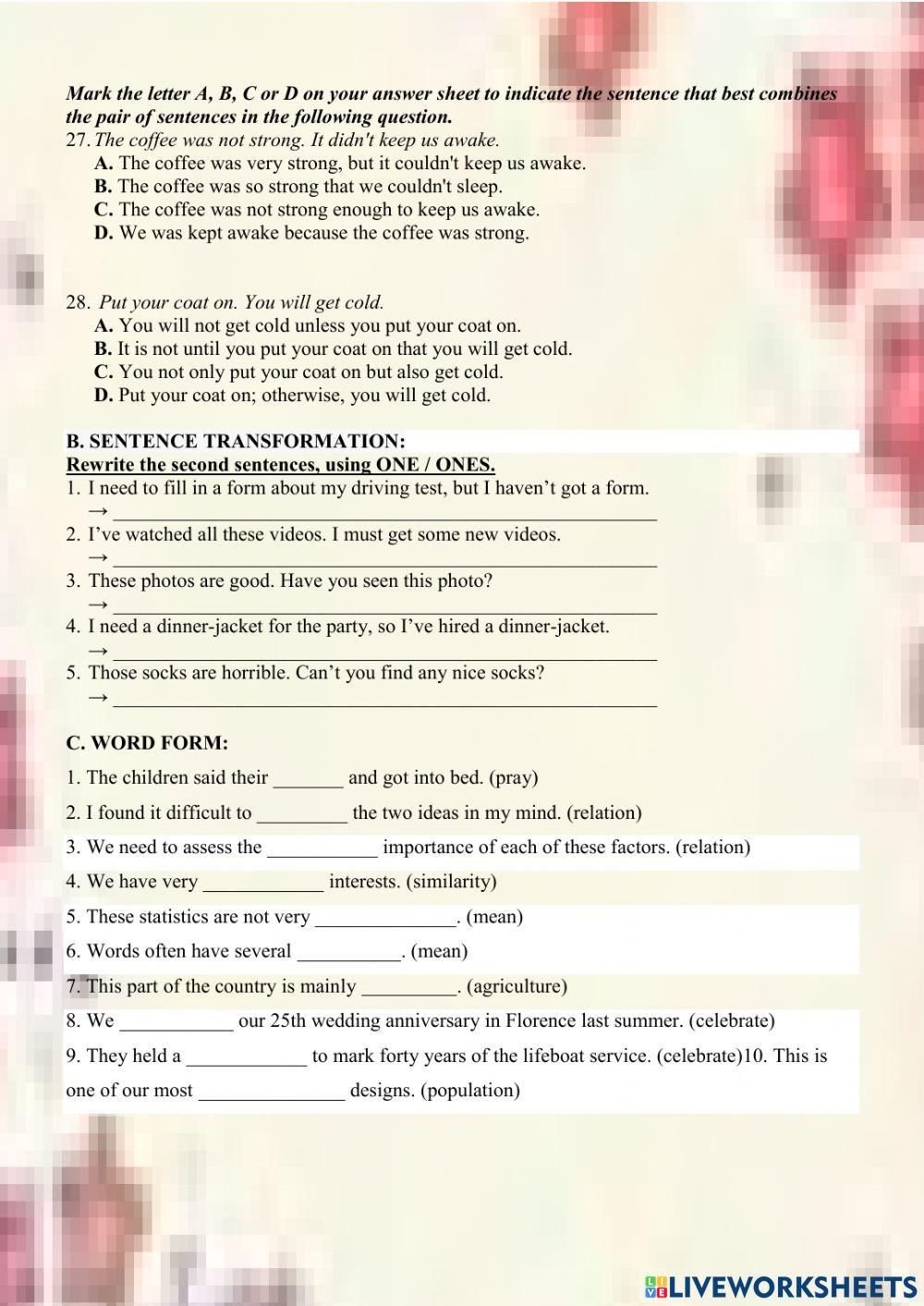 Practice test unit 8 - grade 11