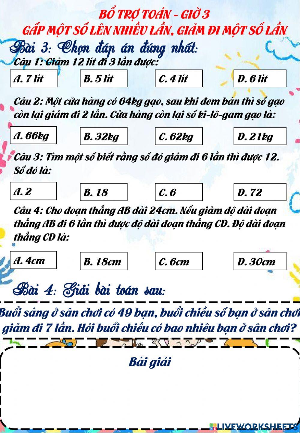 Bổ trợ Toán giờ 3