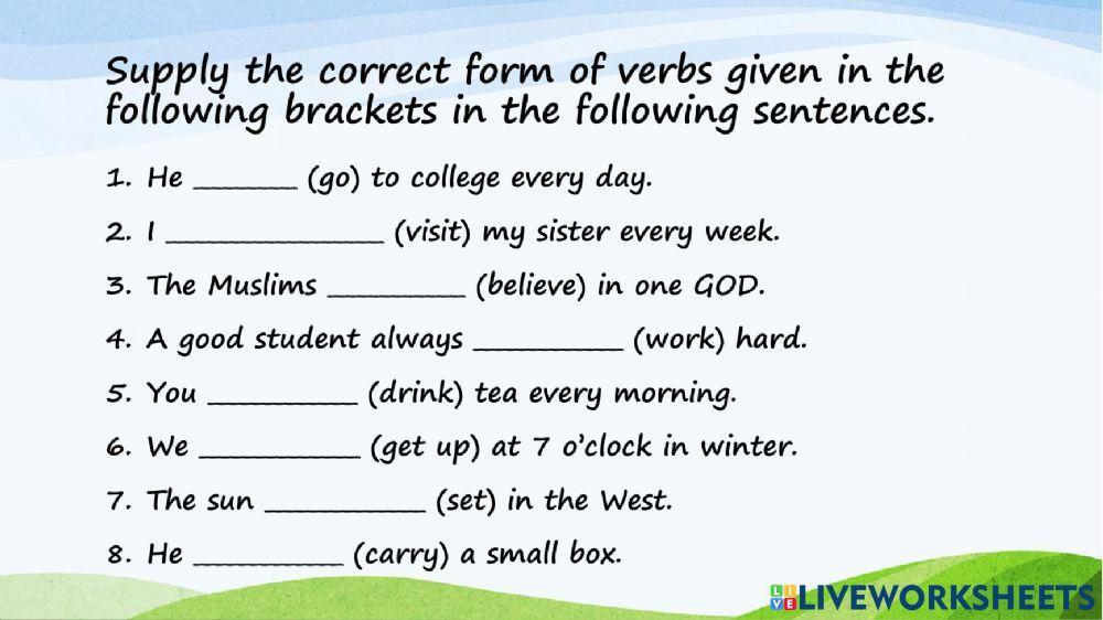 Simple present tense formula