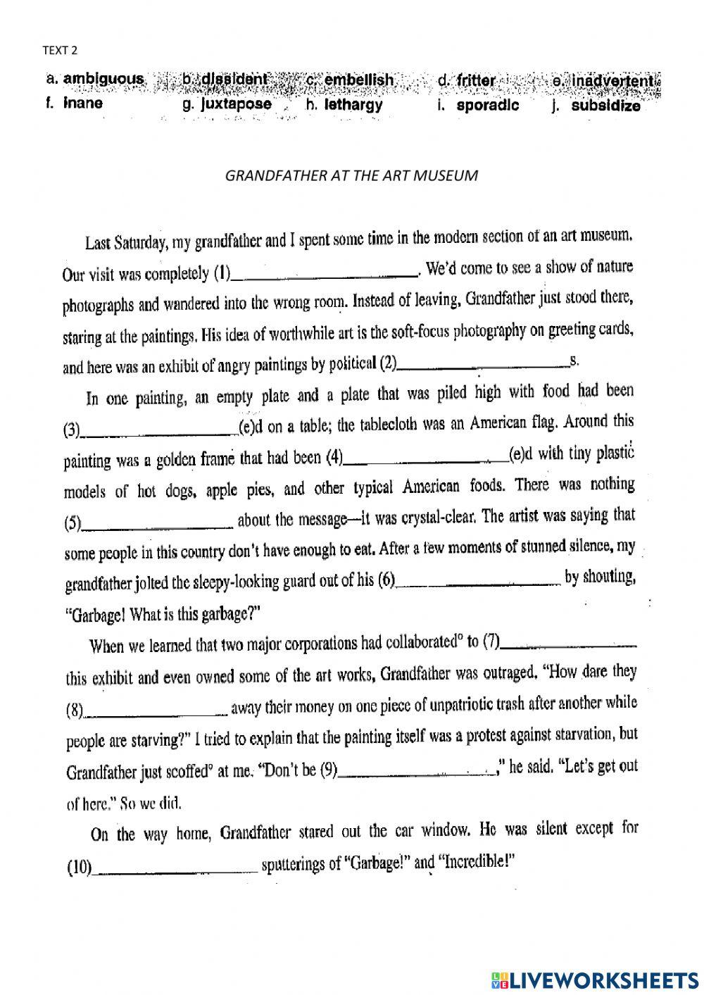 Vocabulary in context No1