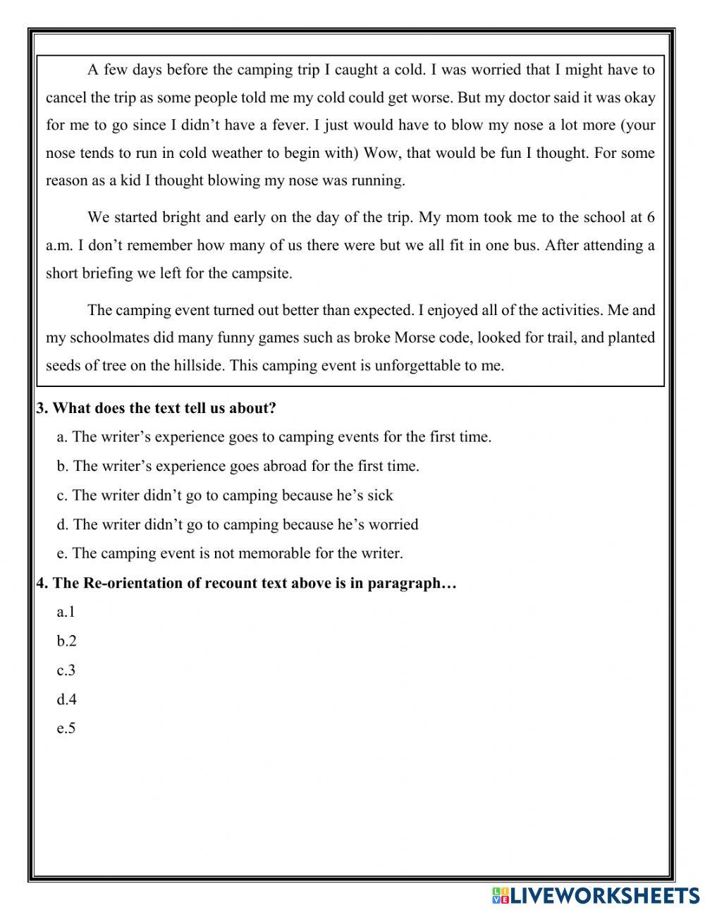 Formative Test about Recount Text