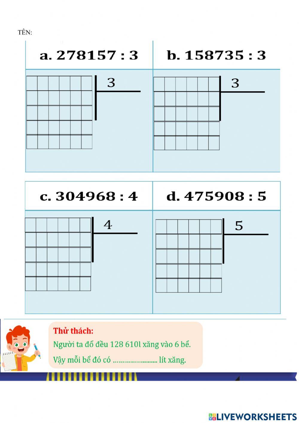 Chia cho số có 1 chữ số