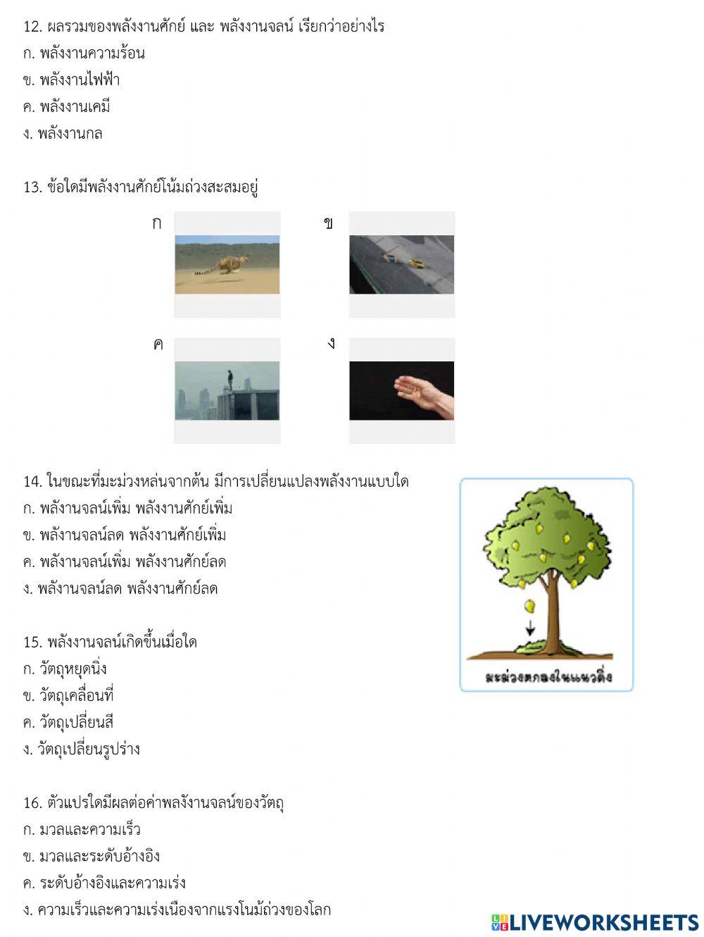 เรื่อง พลังงานกลและกฎการอนุรักษ์พลังงาน