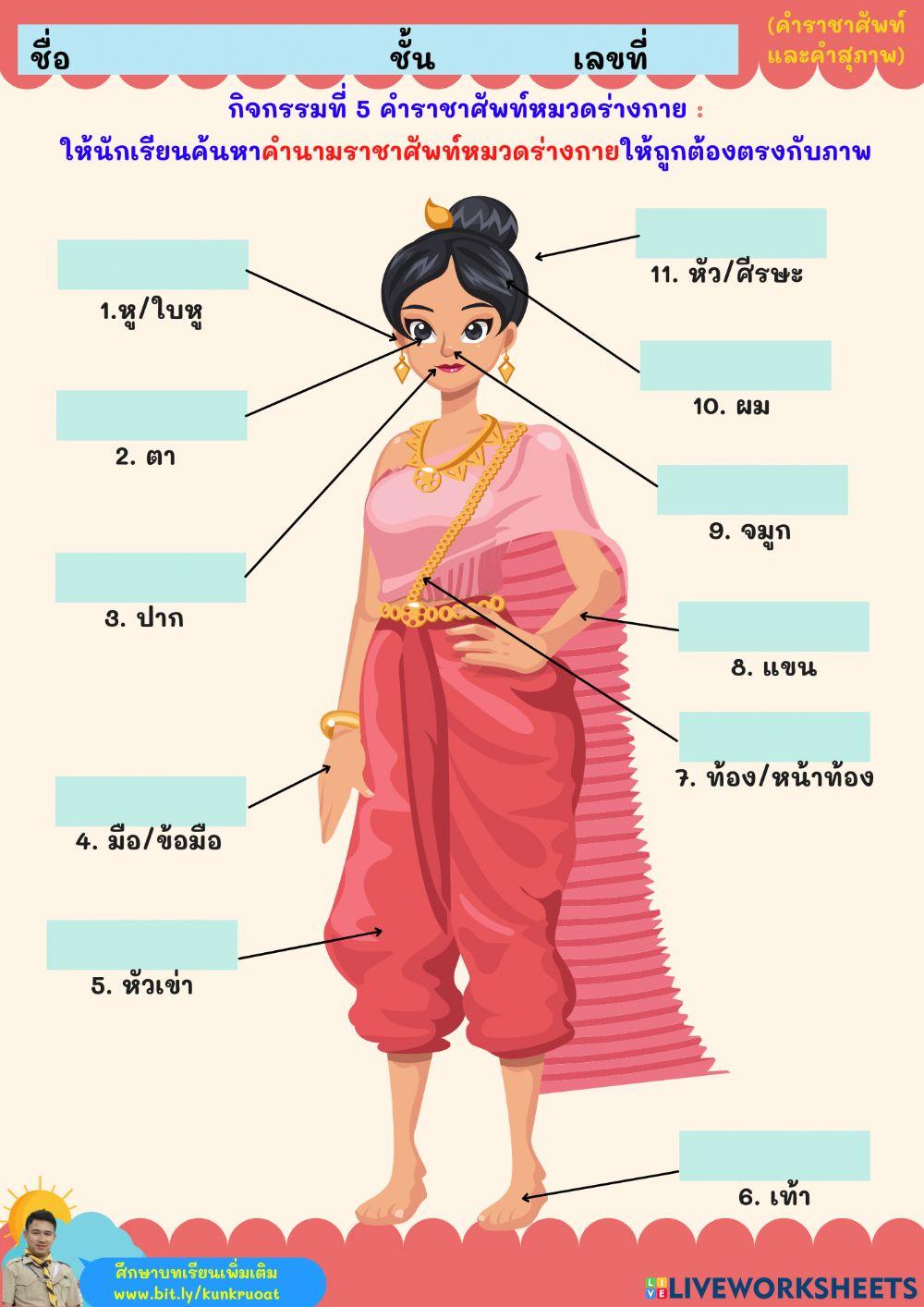 กิจกรรมที่ 5 คำราชาศัพท์หมวดร่างกาย