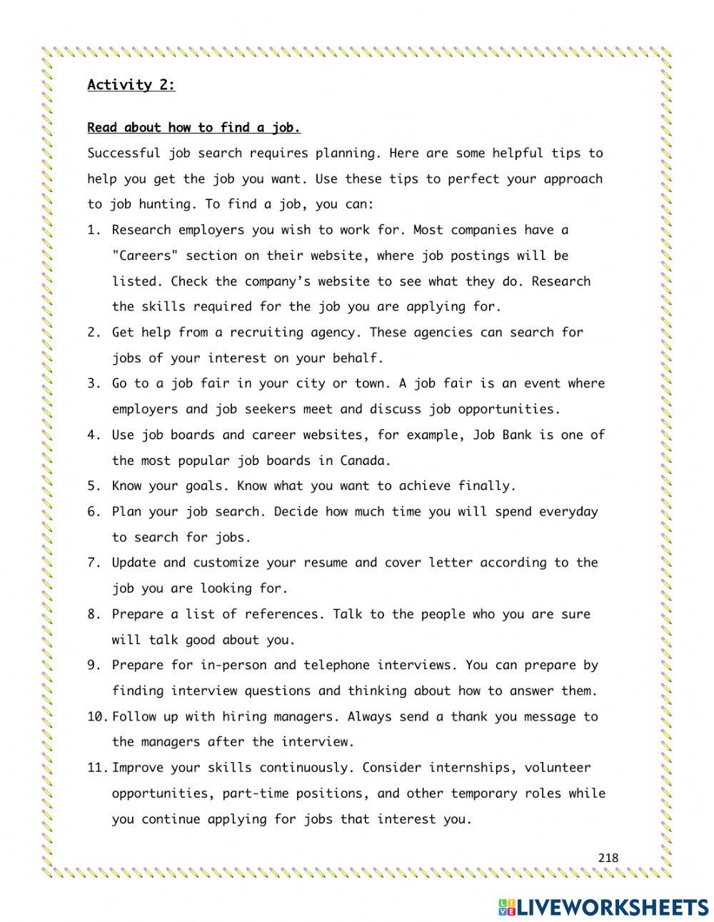 Unit 12: Job Search - Activity 2