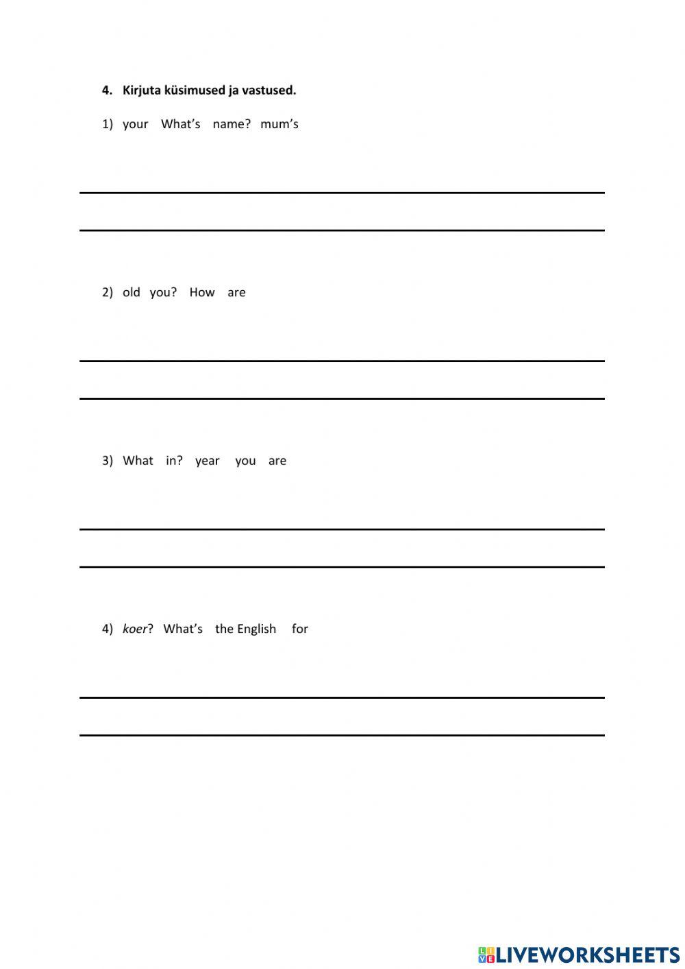 Workbook exercises