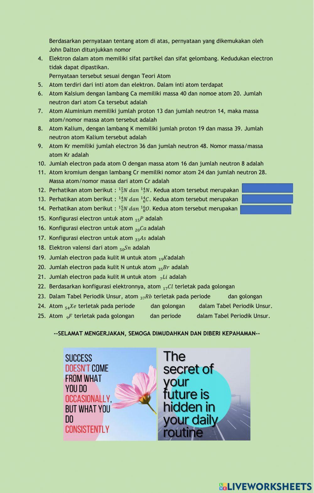 Evaluasi Struktur Atom dan SPU