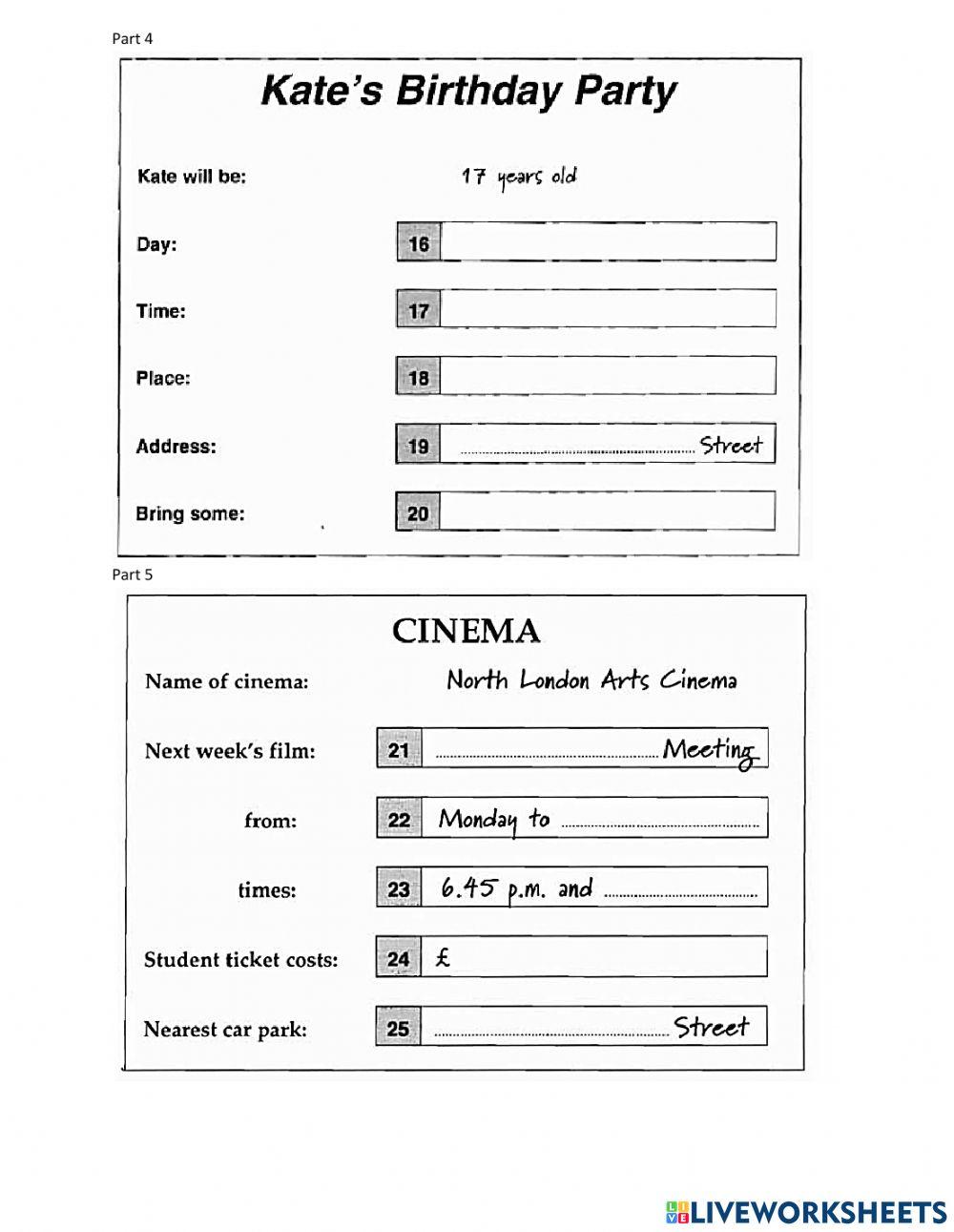 Listening- key 2- test 4