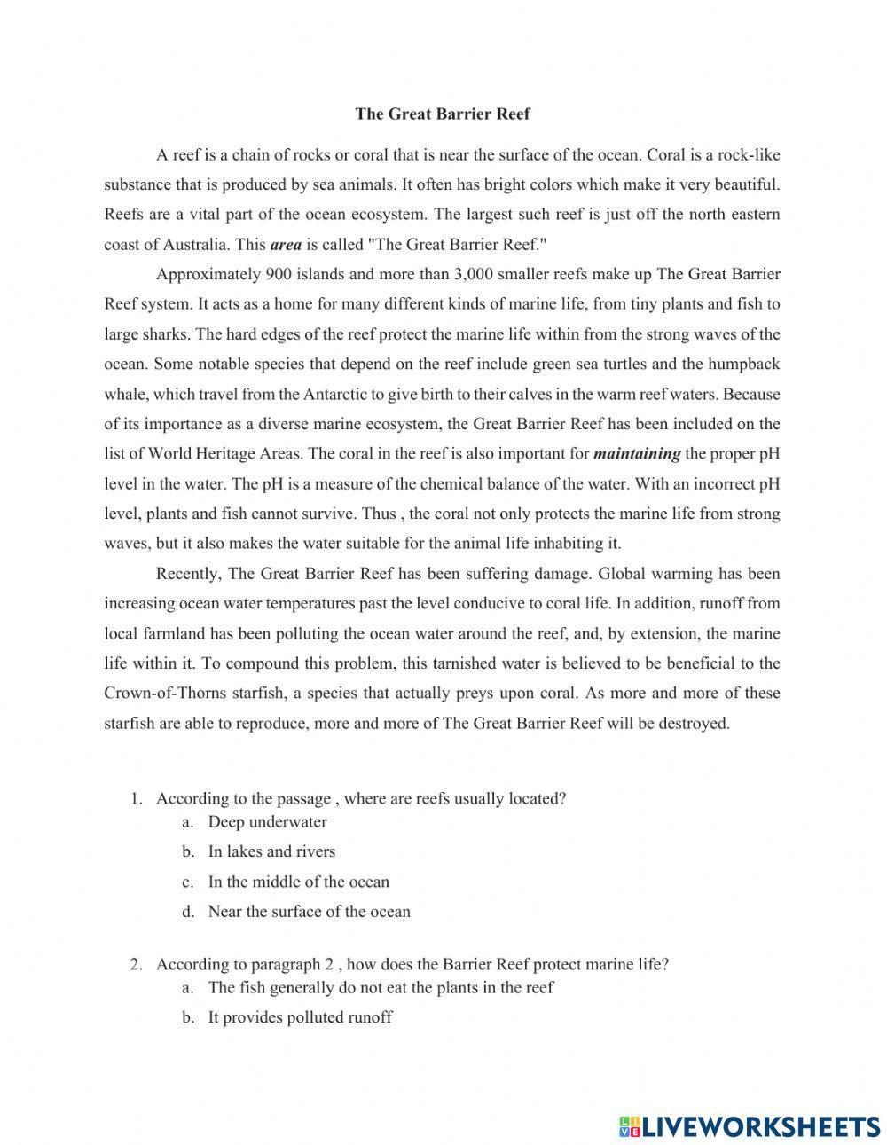 Toefl practice test nature