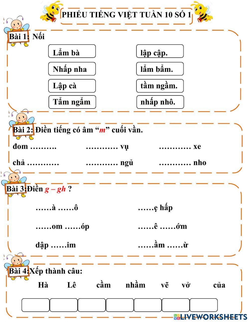 Tiếng Việt tuần 10 số 1