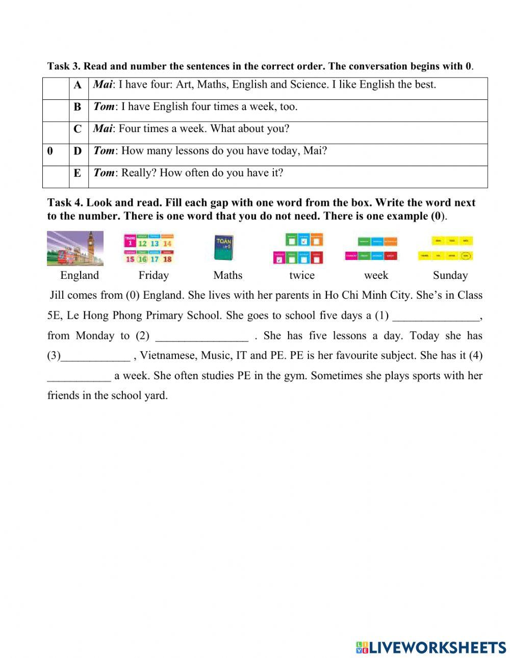Tiếng Anh 5 - Unit 6 - Reading