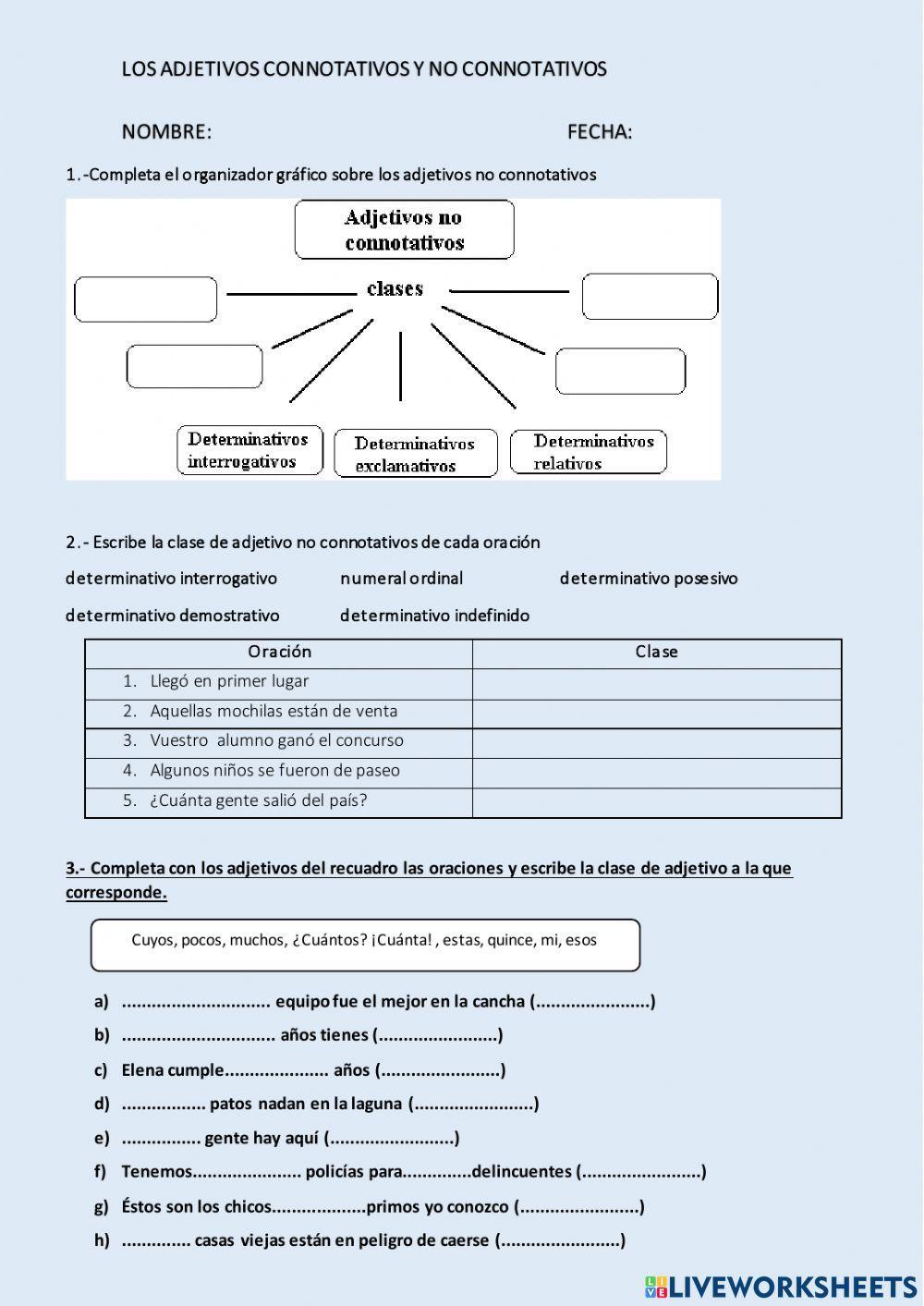 Adjetivos connotativos y no connotativos