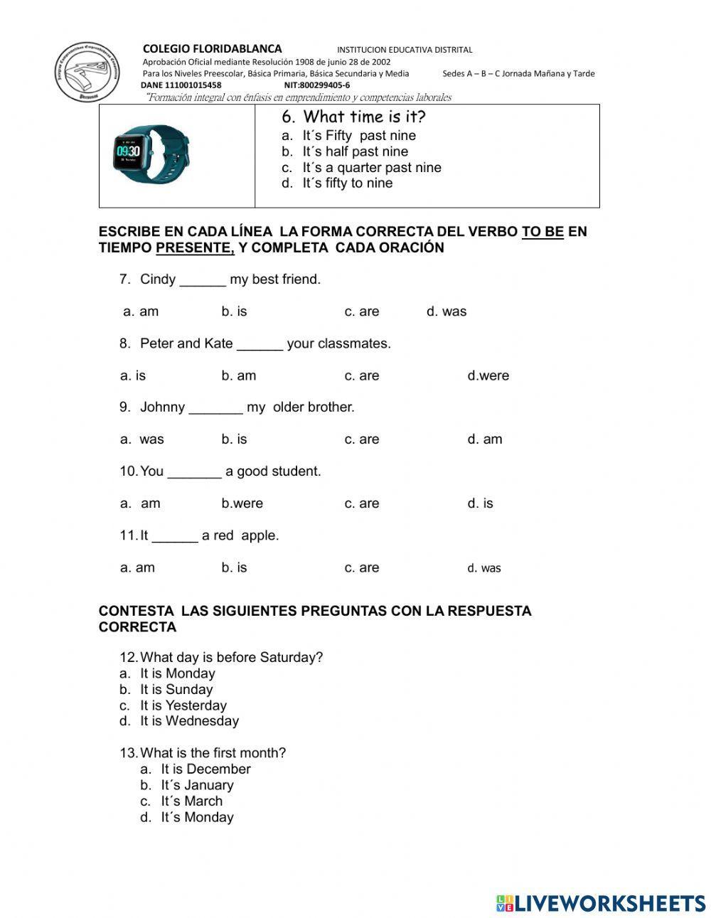 Evaluacion de ingles