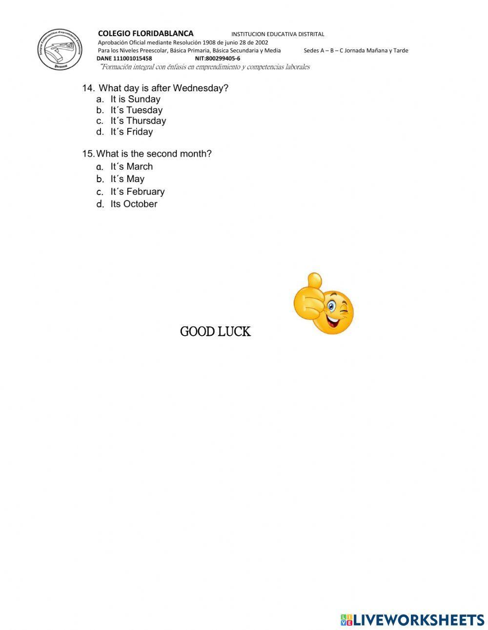 Evaluacion de ingles