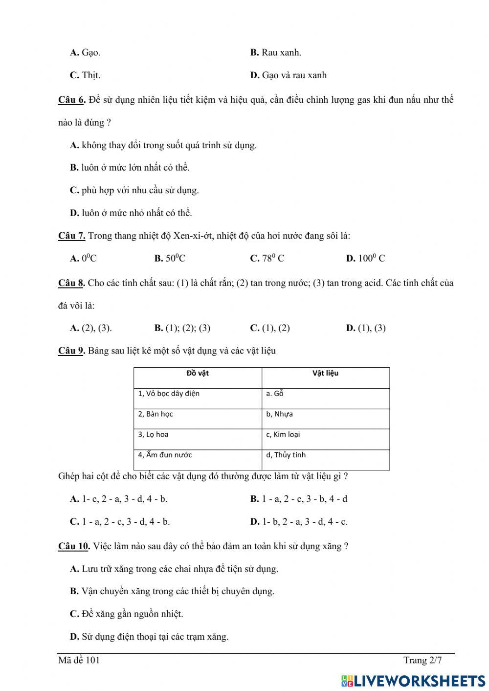 Kiểm tra giữa kì 1-KHTN 6B