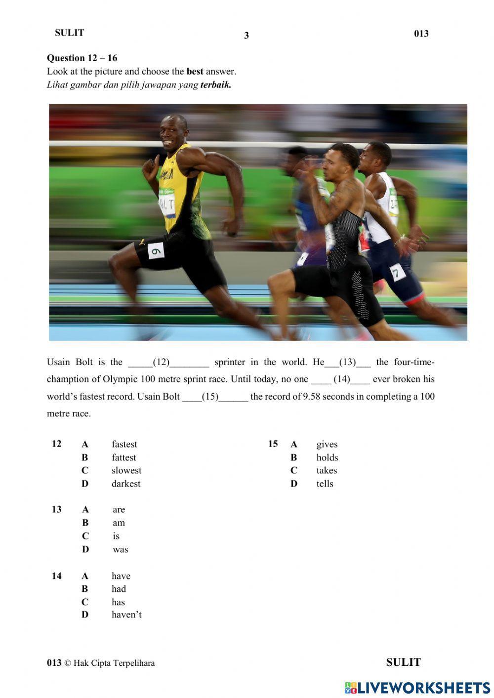 Pentaksiran Sumatif Bahasa Inggeris (Bahagian A) Tahun 5 2021