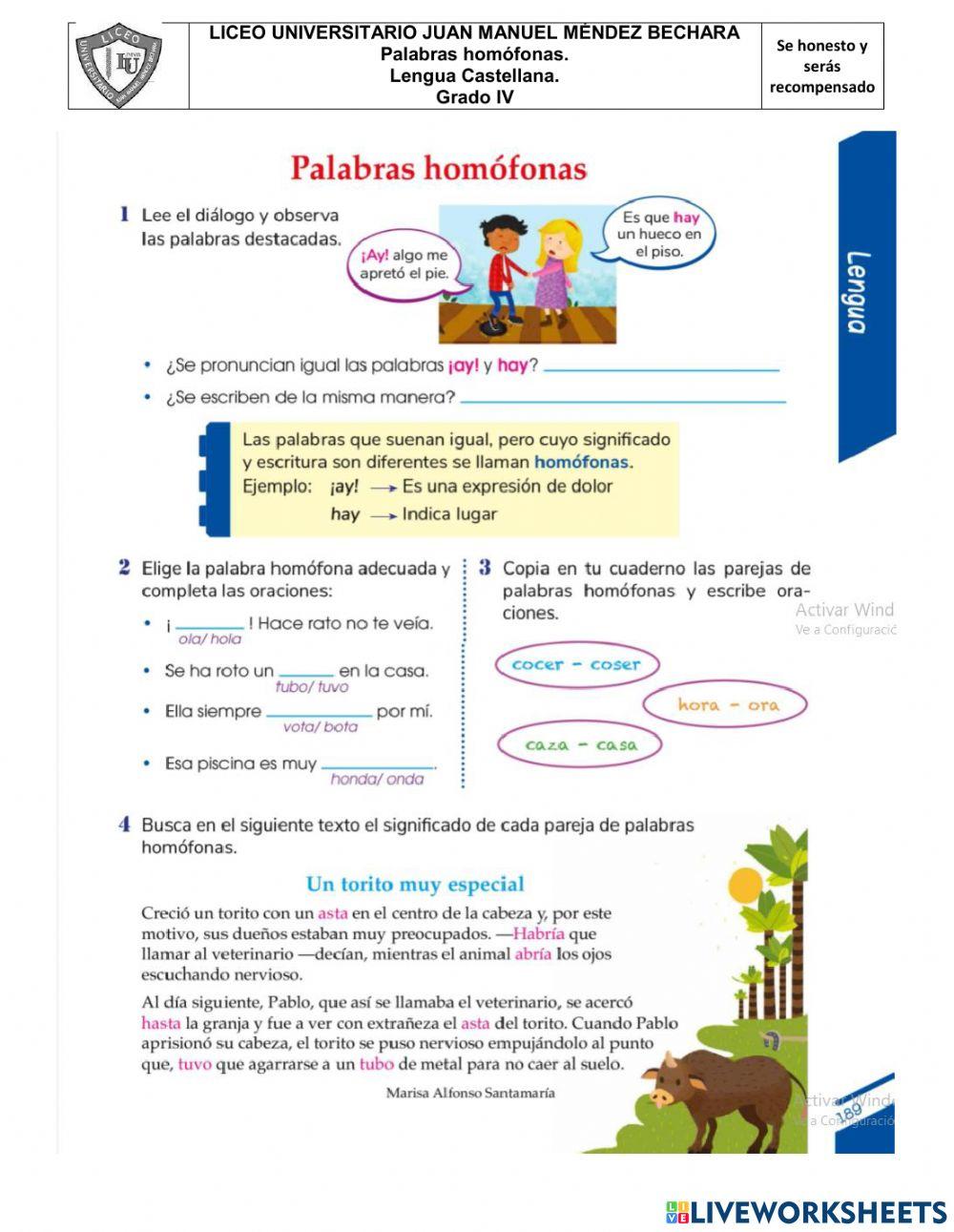 Examen acumulativo 4P lengua castellana grado 4