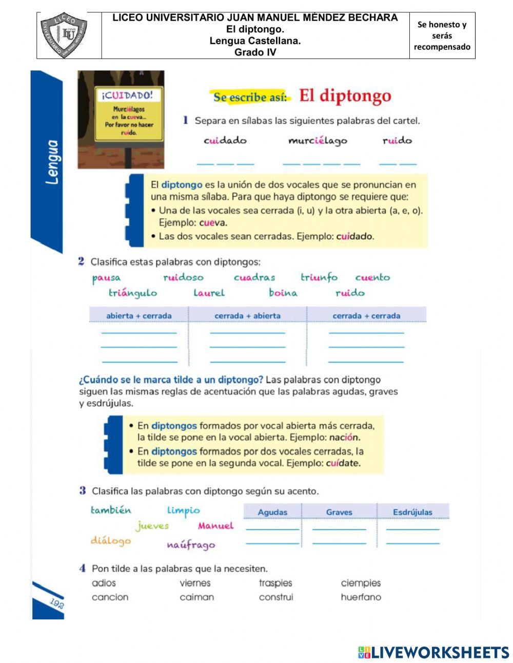 Examen acumulativo 4P lengua castellana grado 4