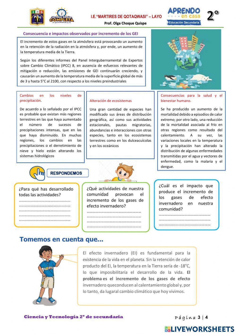 2do. Explicamos las consecuencias del incremento de los gases de efecto invernadero
