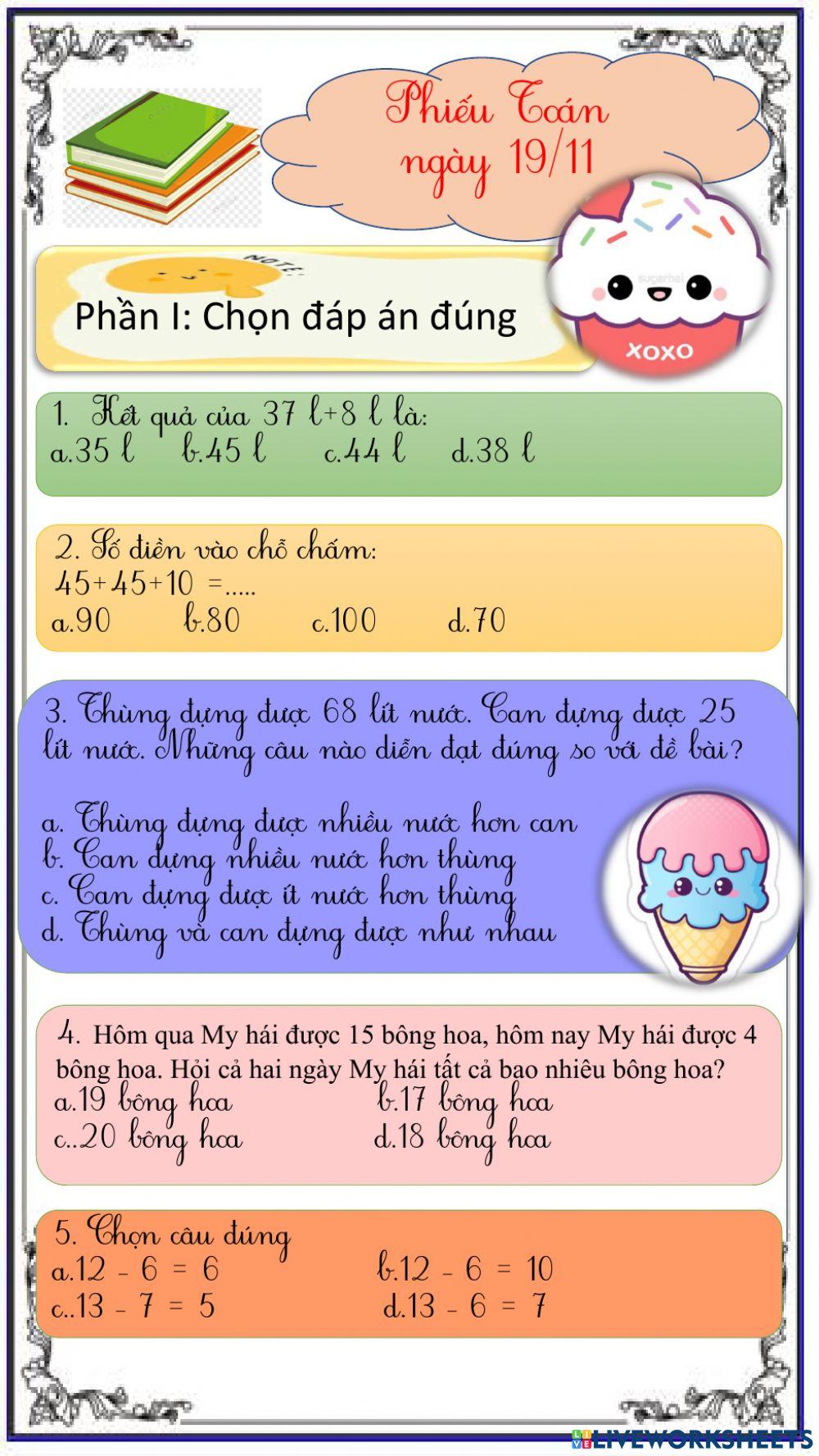 Bài tập cuối tuần 11 lớp 2