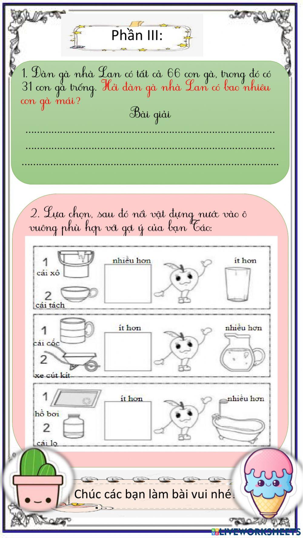 Bài tập cuối tuần 11 lớp 2