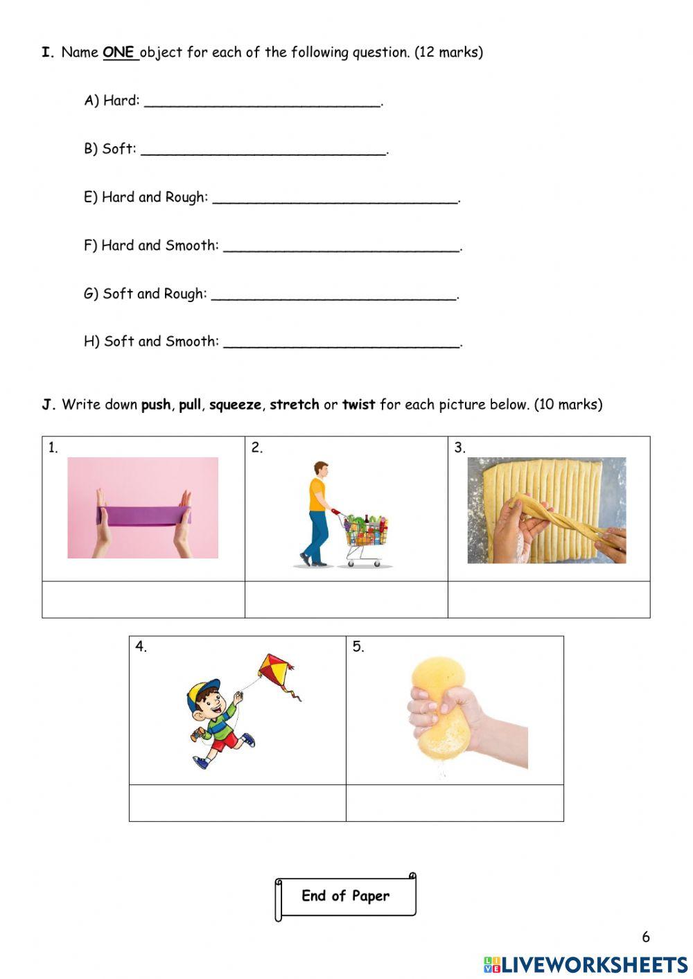 Year 2 Science End of Year Exam 2021