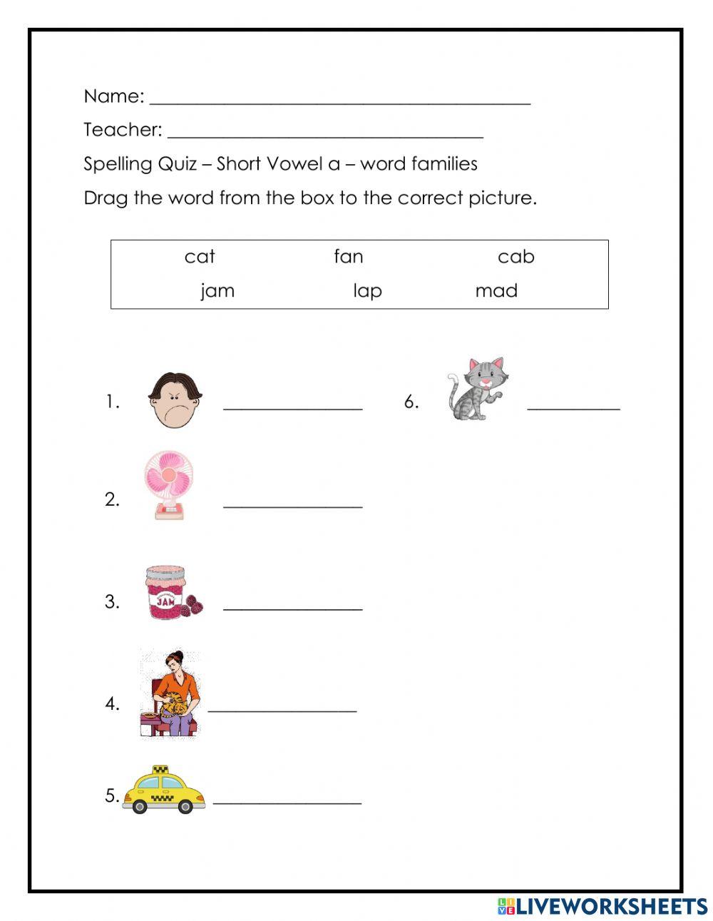 Spelling quiz online worksheet for 1 live worksheets