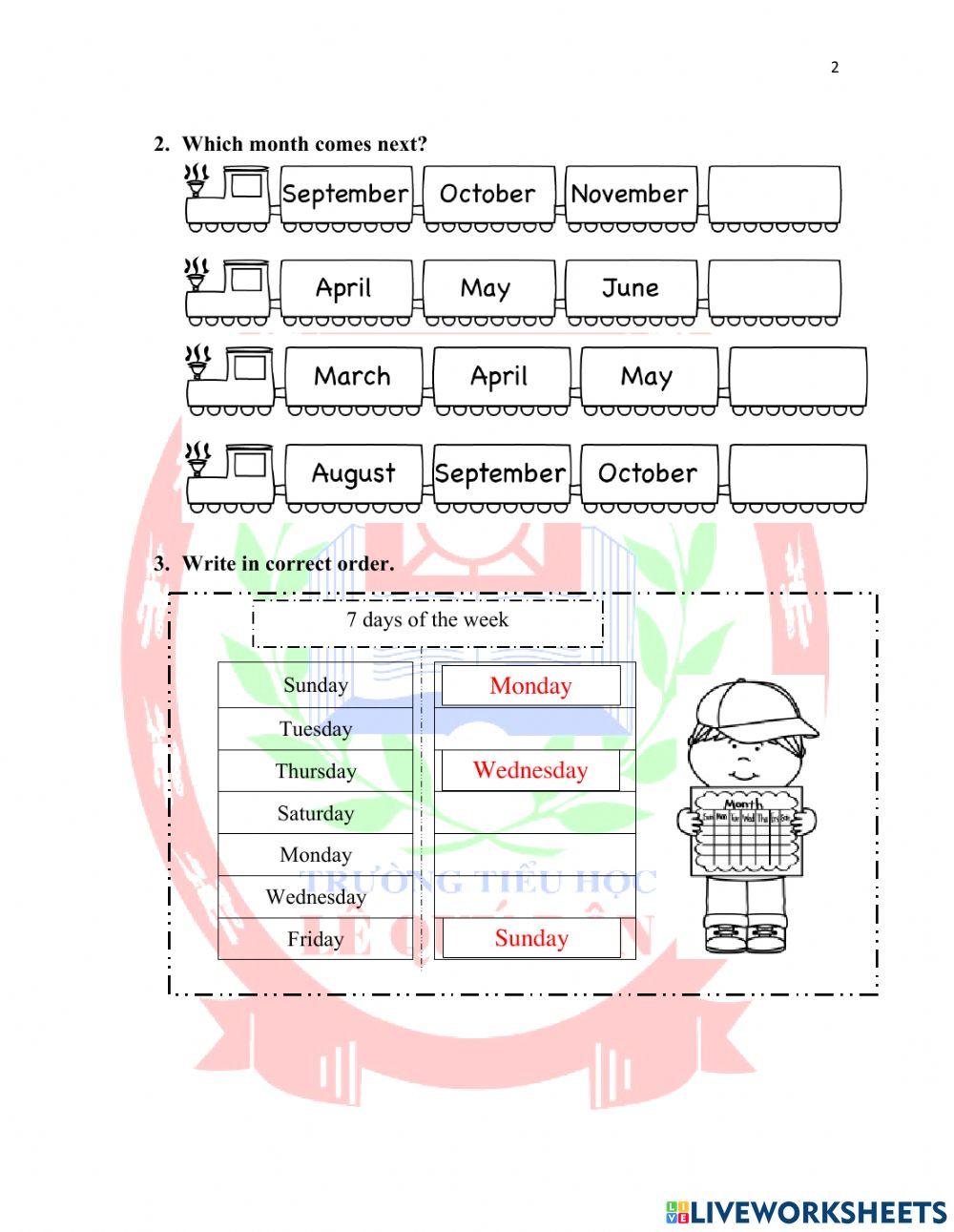 Math 3-U4L2-Days and months