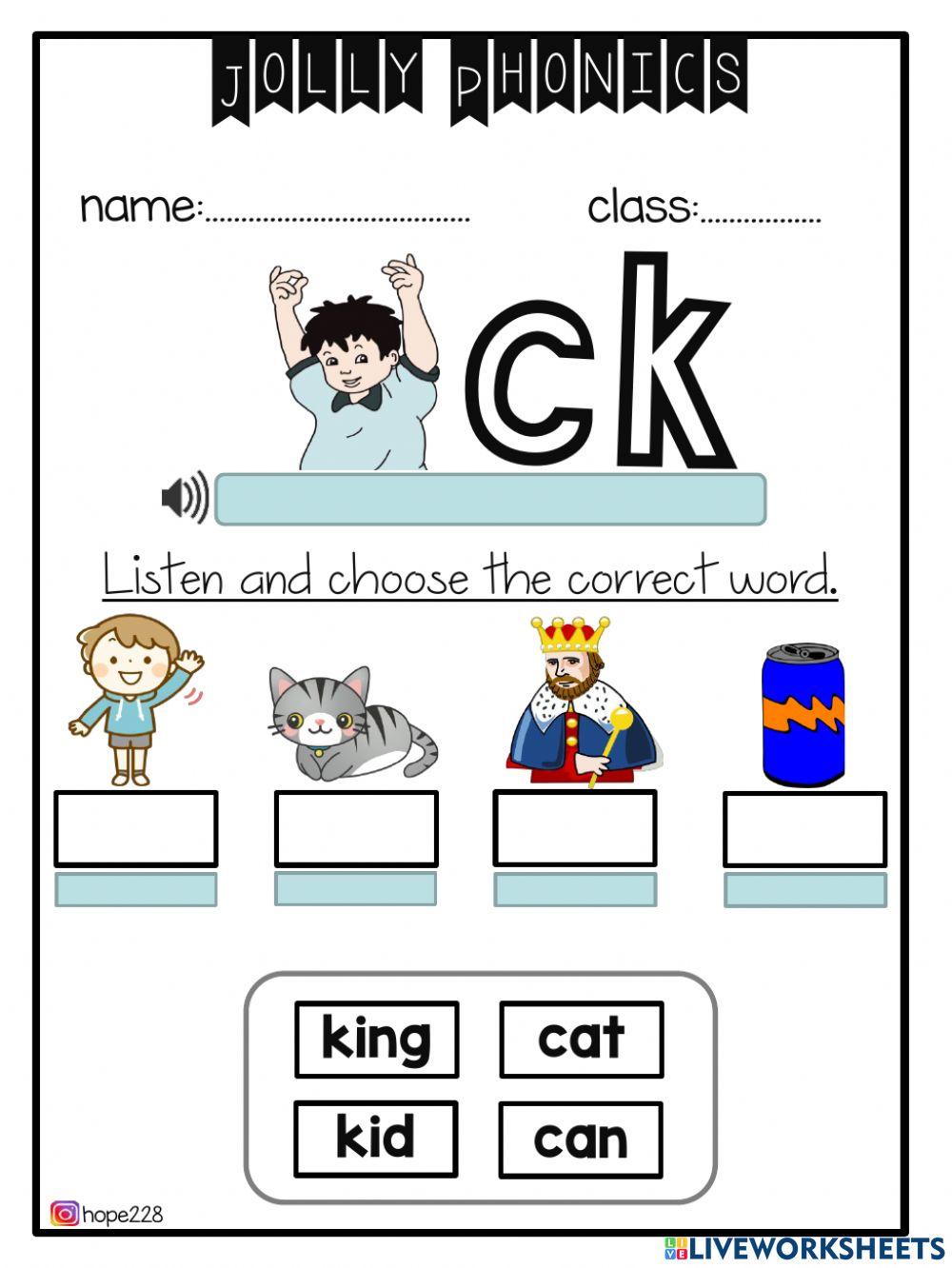 Jolly Phonics -ck- Sound Worksheet Live Worksheets, 42% OFF