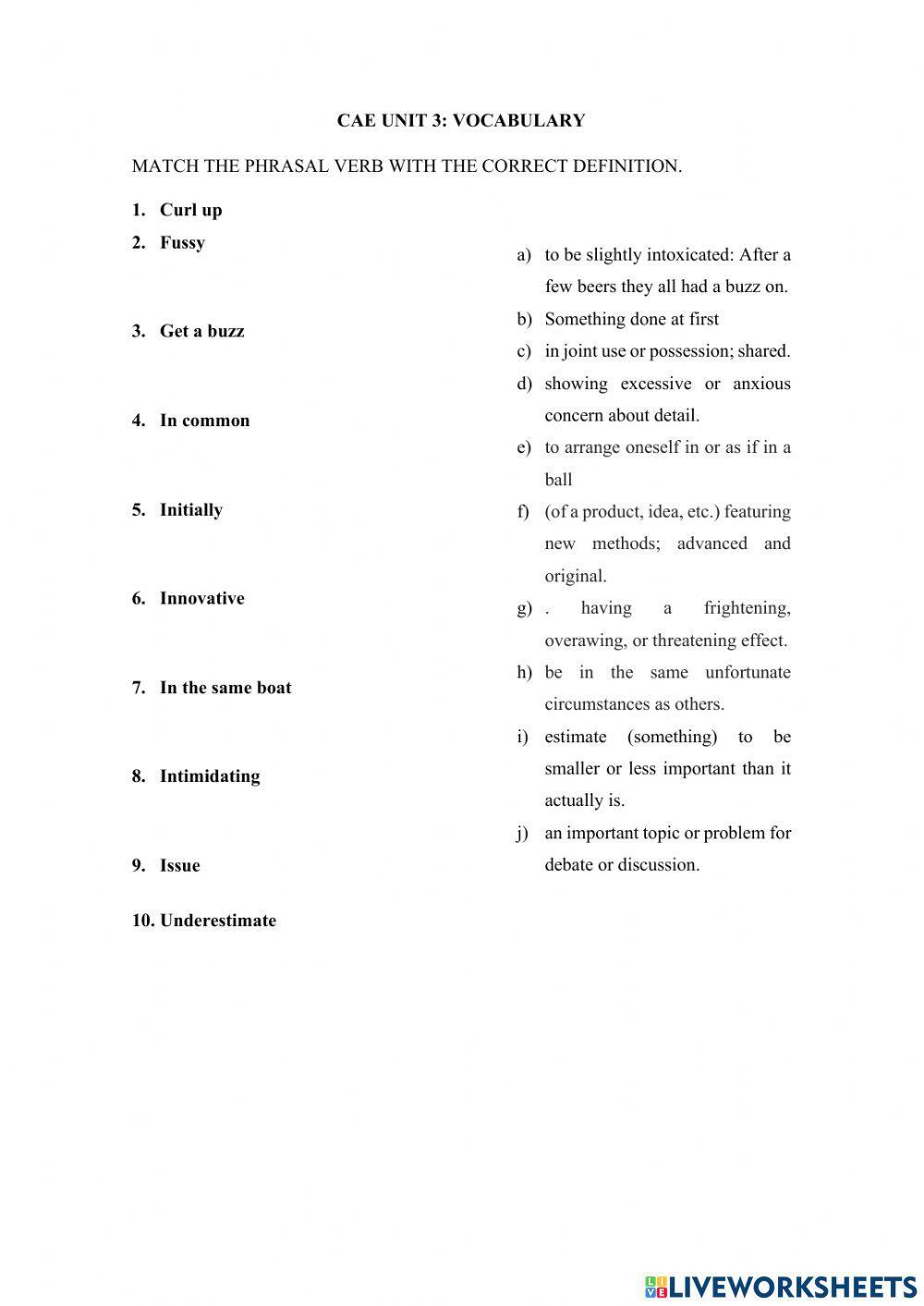 CAE: Unit 3 vocabulary