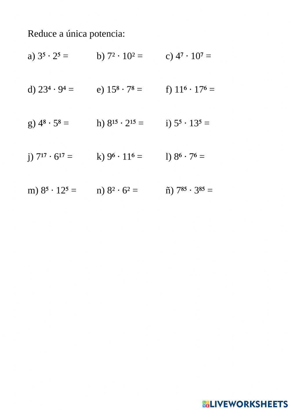 Propiedades potencias