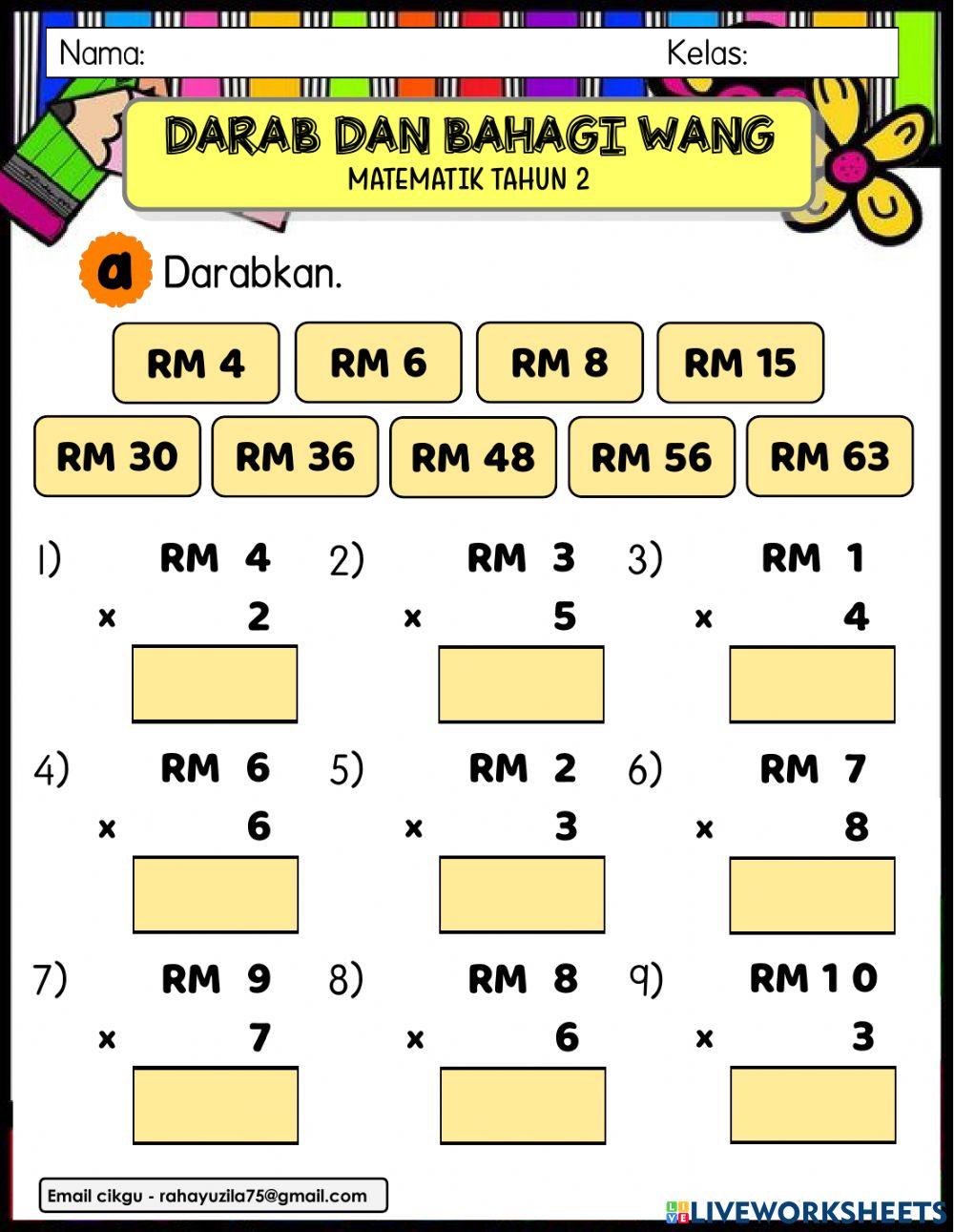 Darab dan bahagi wang tahun 2