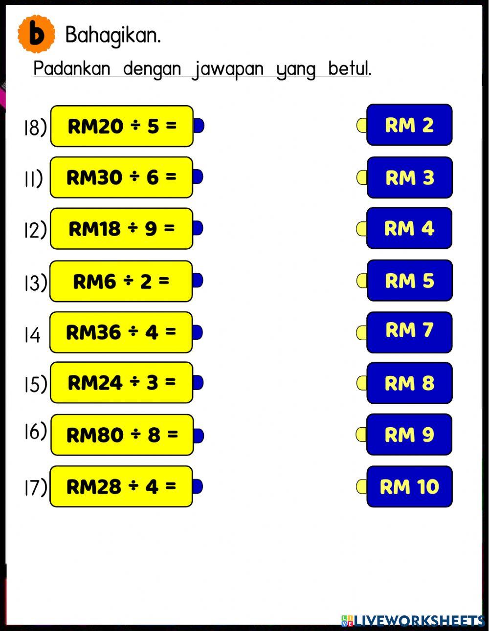 Darab dan bahagi wang tahun 2