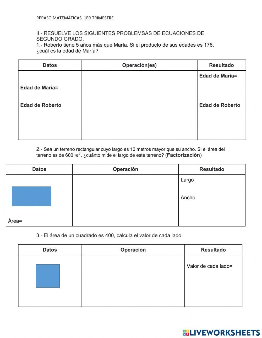 Ecuaciones de secundo grado