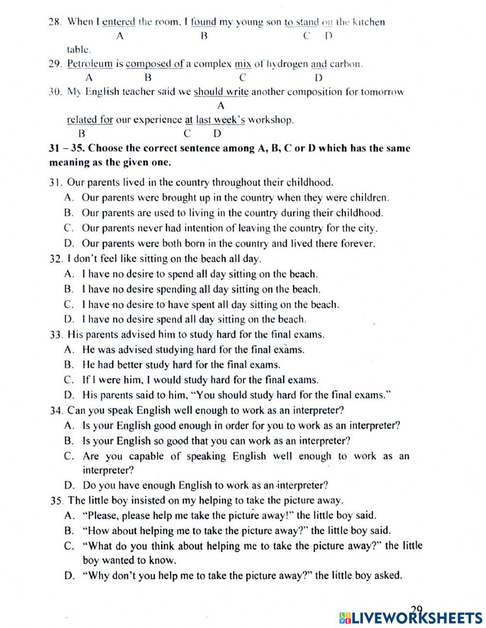 Grade 12 - Ways of socializing - Extra exercises