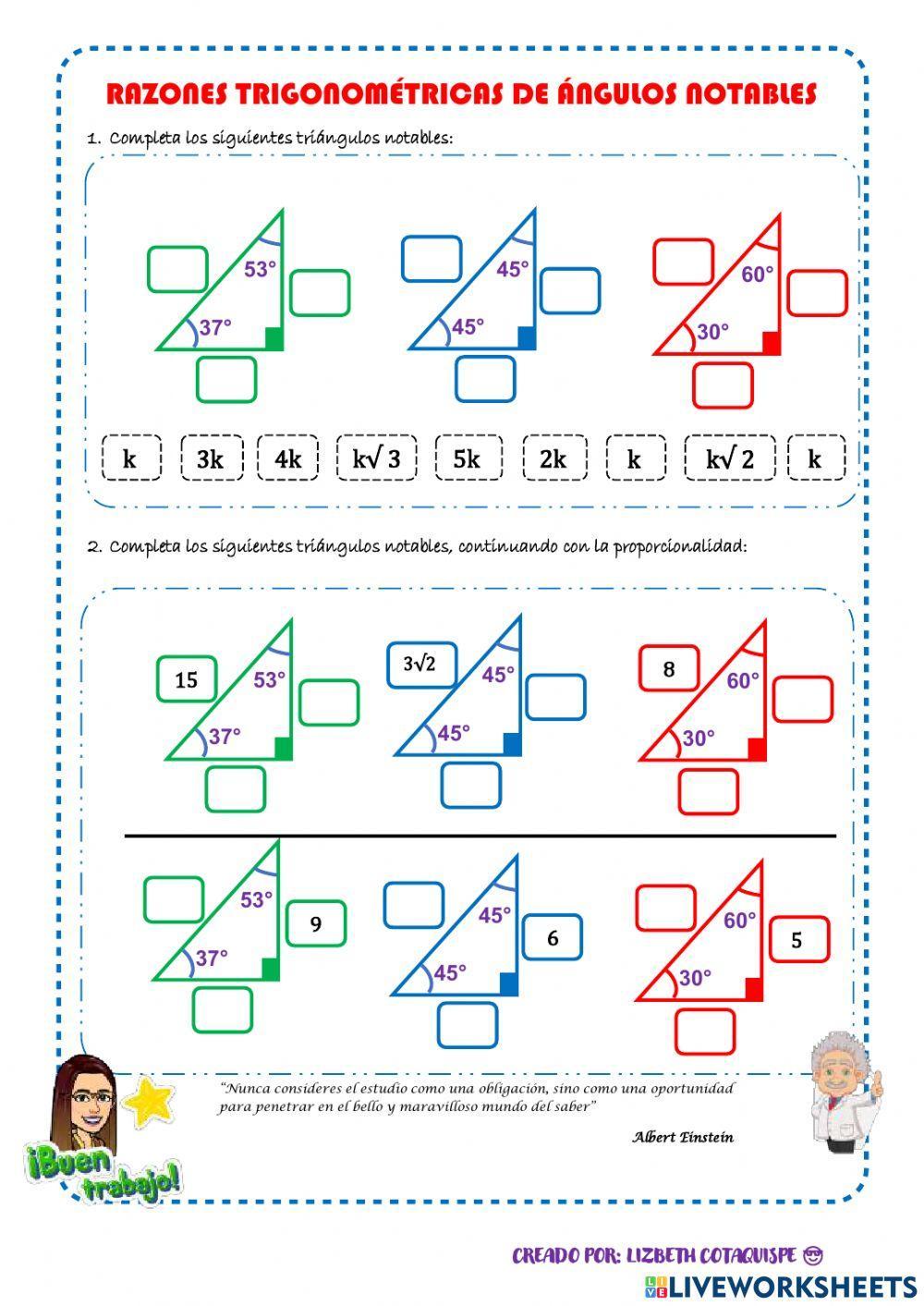 Razones trigonométricas de notables
