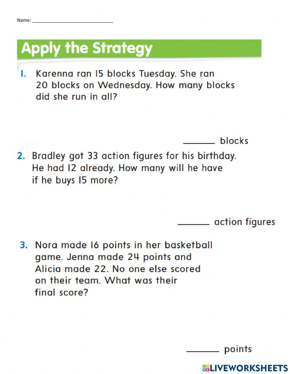 Chapter 3 lesson 7 make a model word problem online exercise for live