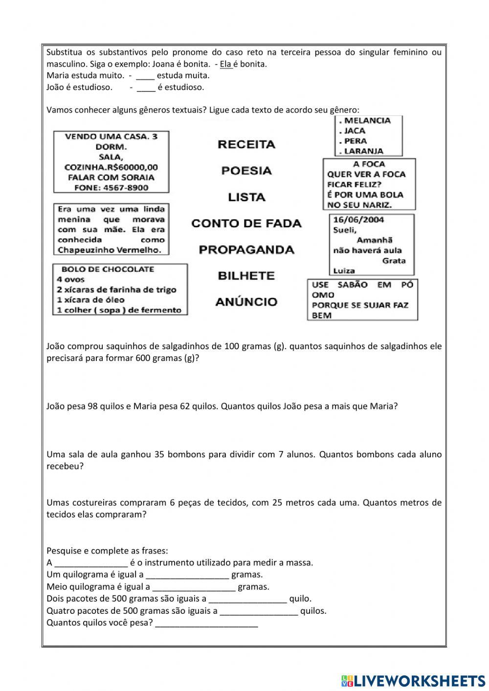 Revisão avaliação interdisciplinar Revisão avaliação interdisciplinar
