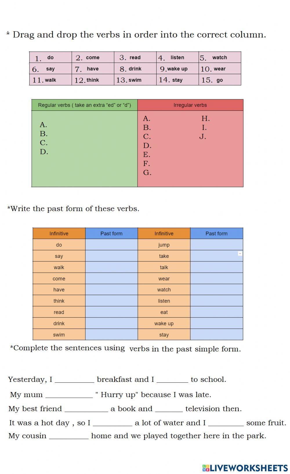 Regular and irregular verbs