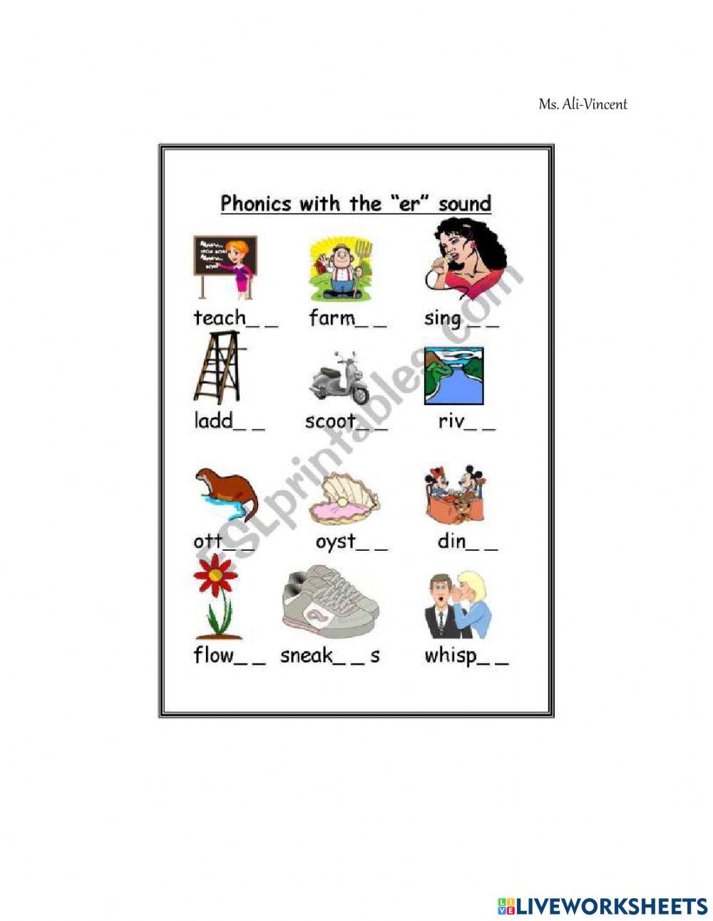 Phonics er worksheet Live Worksheets