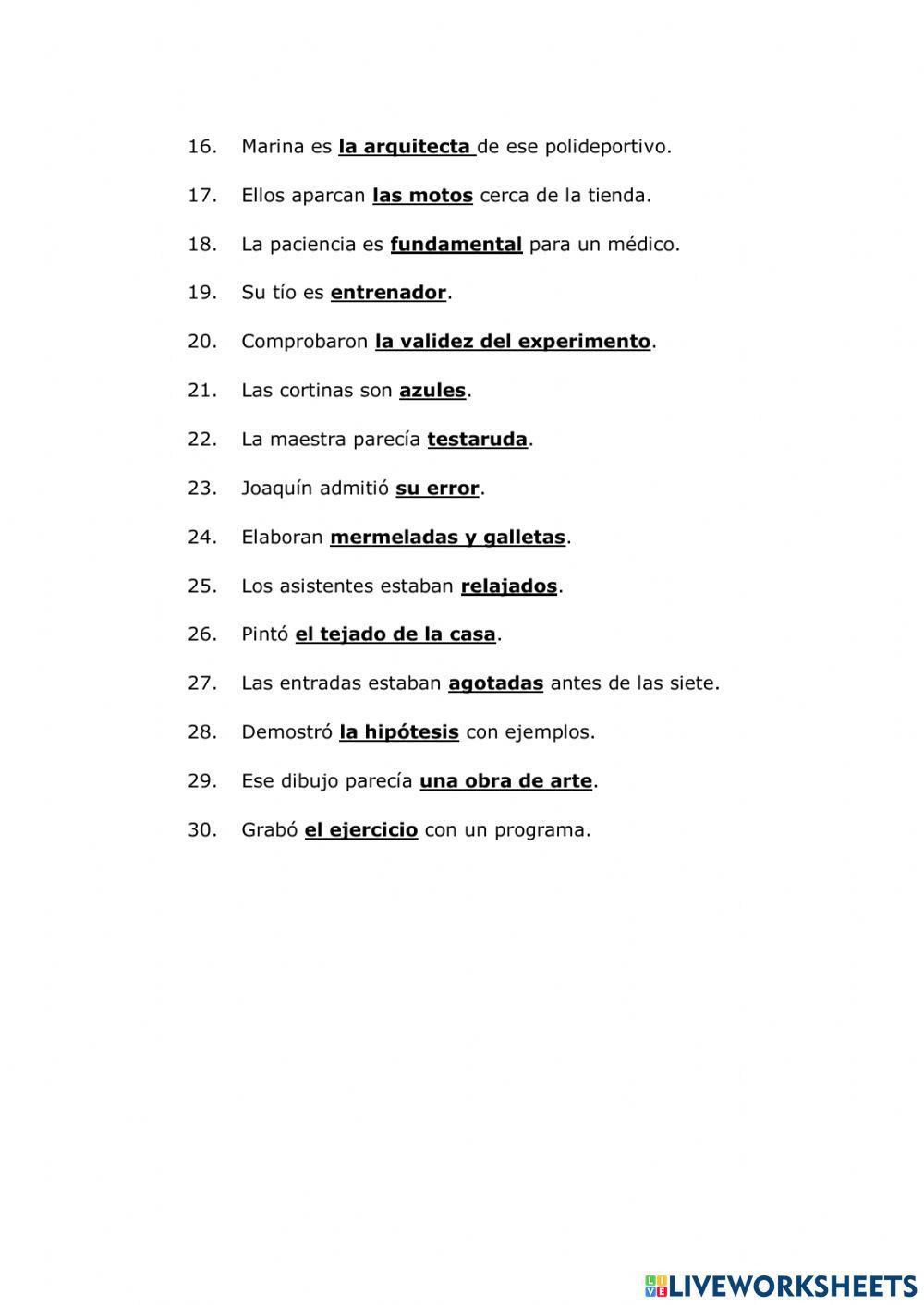 El complemento directo y el atributo