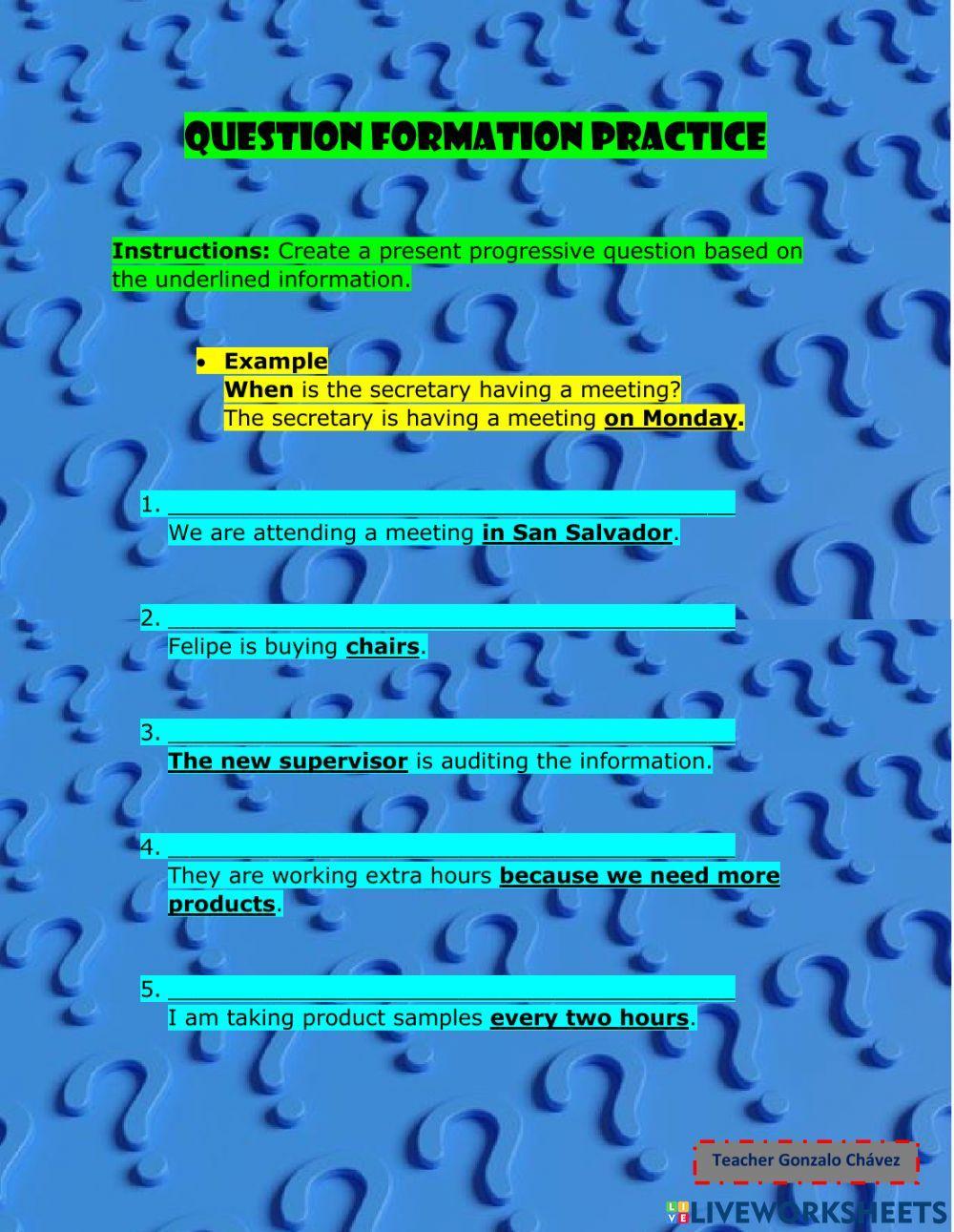 Present Progressive Questions