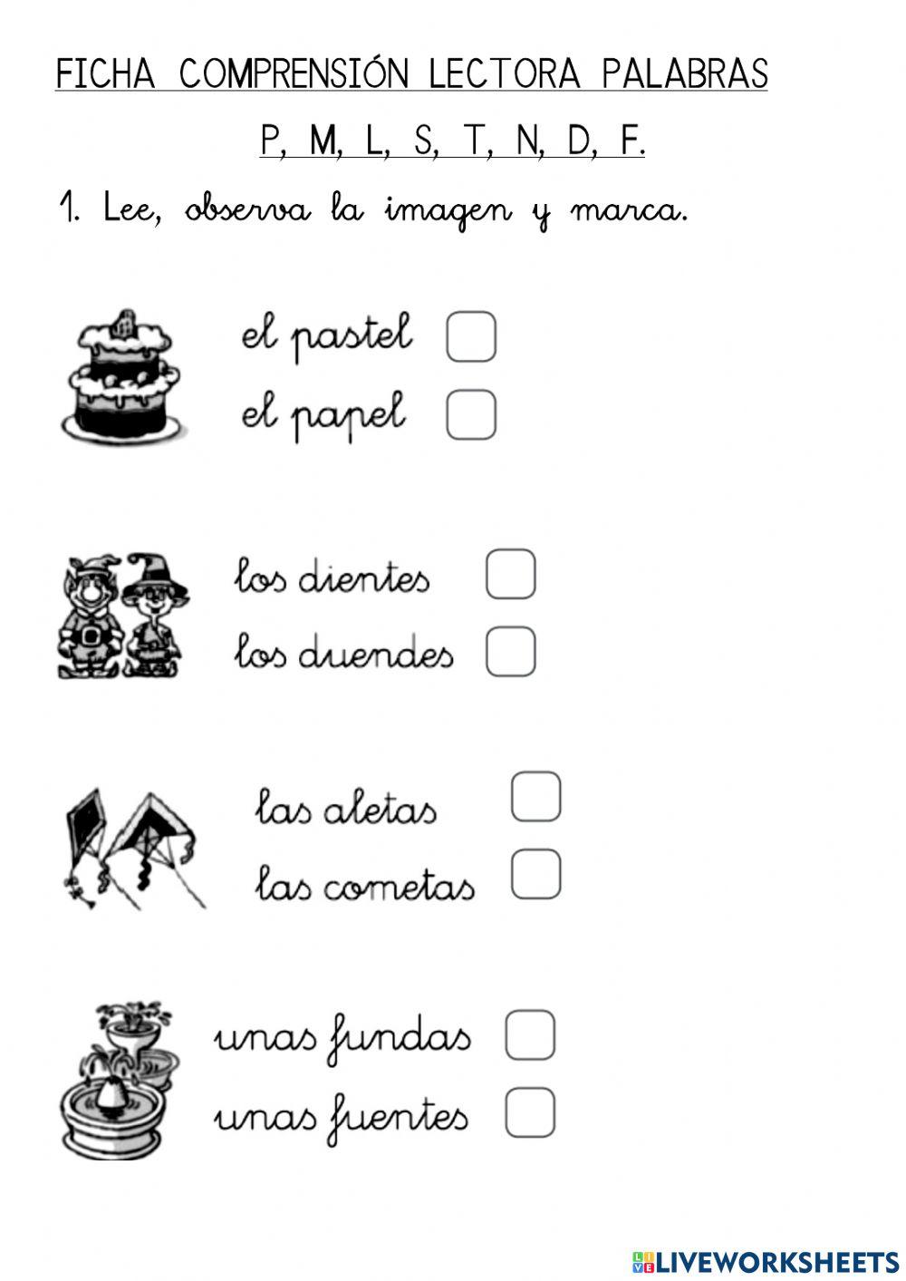 Comprensión lectora de palabras 1