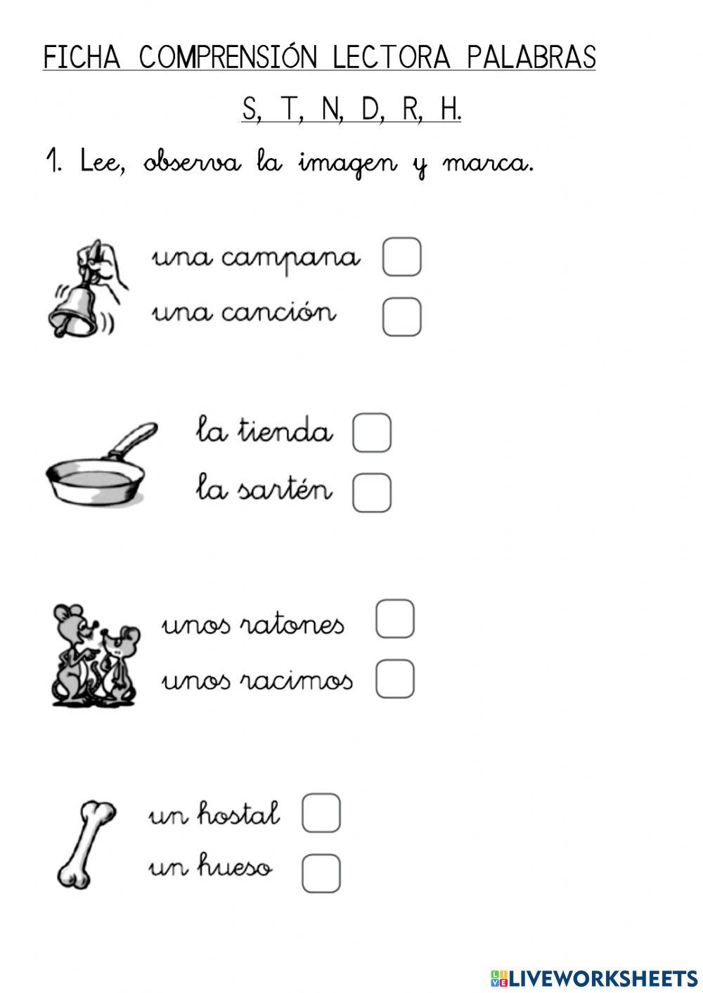 Comprensión lectora de palabras 2