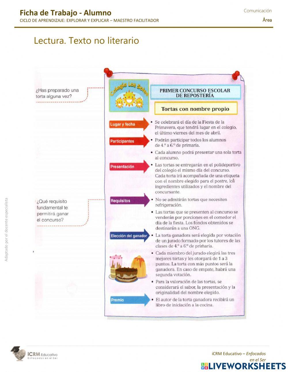 Lectura.Texto no literario