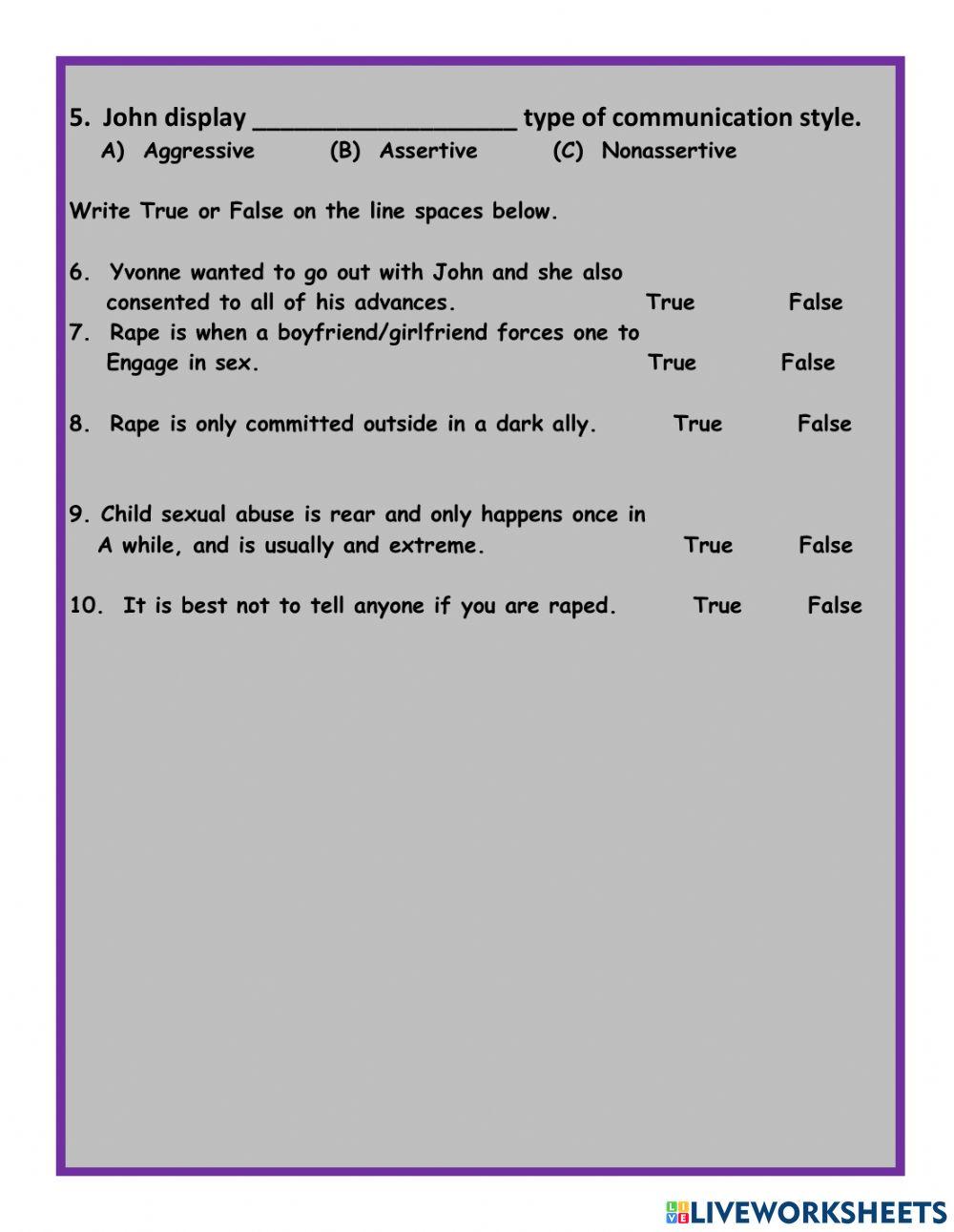Sex: A Decision for Two (Prevent Date Rape)