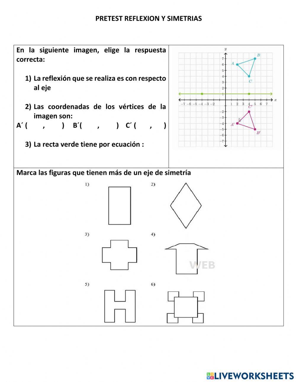 Reflexion en plano cartesiano