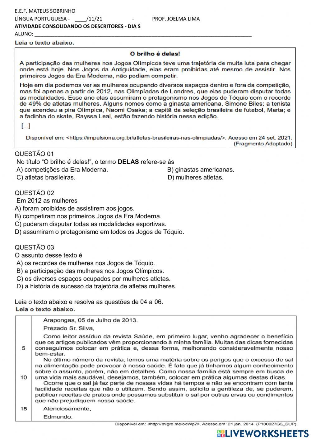 Consolidando os descritores