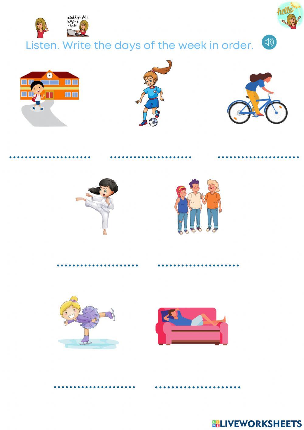 DAYS OF THE WEEK listen write